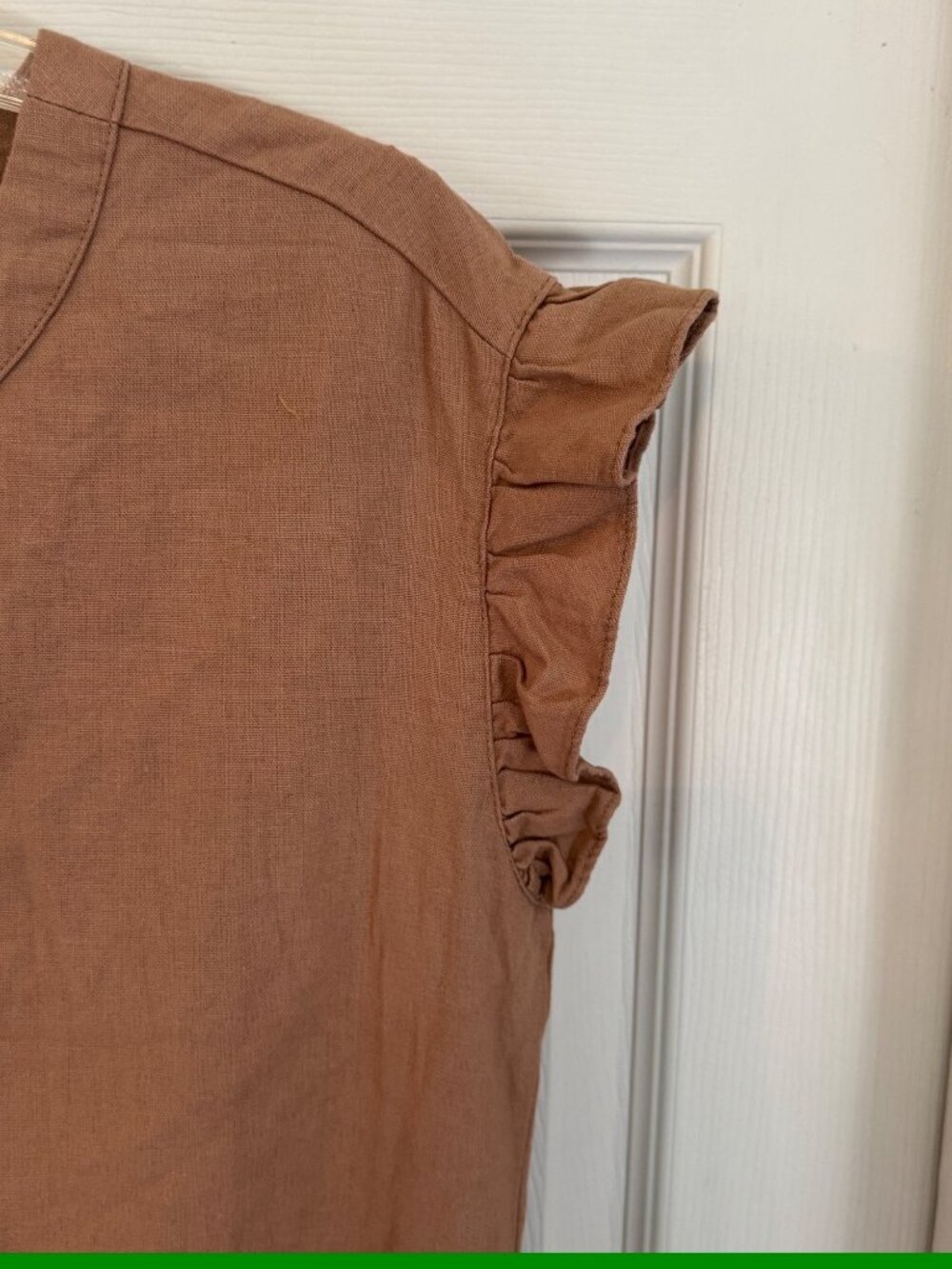 Adyson Parker Linen Blend Cap Sleeve Brown Baby Doll Mini Dress Size Medium - Picture 4 of 11